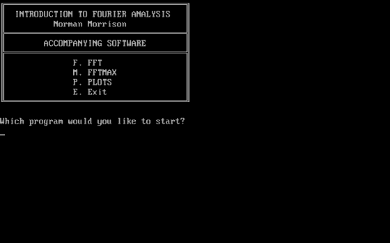 Introduction to Fourier Analysis - accompanying DOS disk
