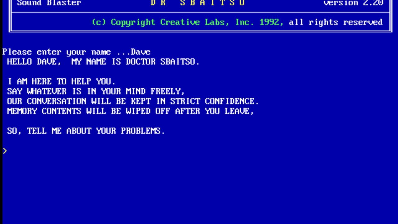 Dr Sbaitso – screenshot 1