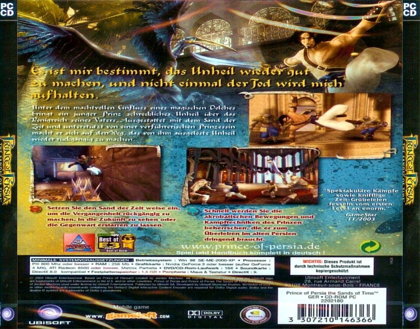 Prince of Persia: The Sands Of Time - cd obal